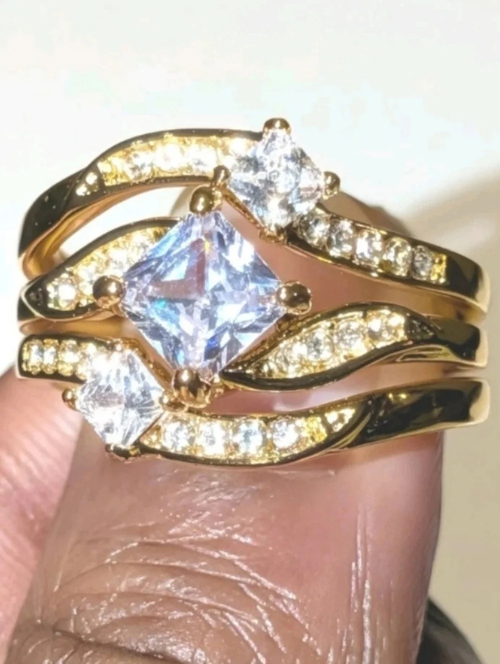 3ct Lab Created Diamond Engagement Bridal Ring Set 14k Yellow Gold Plated 10